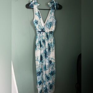 Sweet Storm Blue & White Maxi Dress